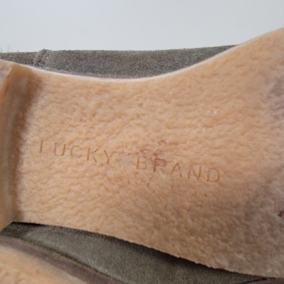 Lucky Brand Grayer Green Suede Fringe Kndd High Boots Size 7.5 - Picture 10 of 15